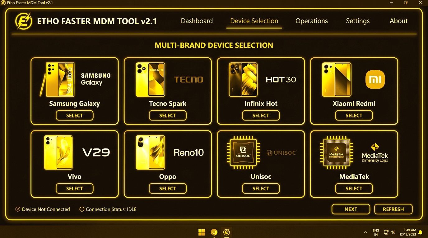 Etho Faster MDM Tool multi-brand device support